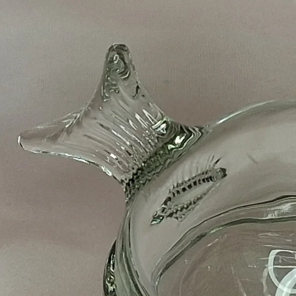 Anchor Hocking Clear Glass Blow Puffer Fish Trinket Jar Glass Box Nautical Beach - Picture 4 of 10